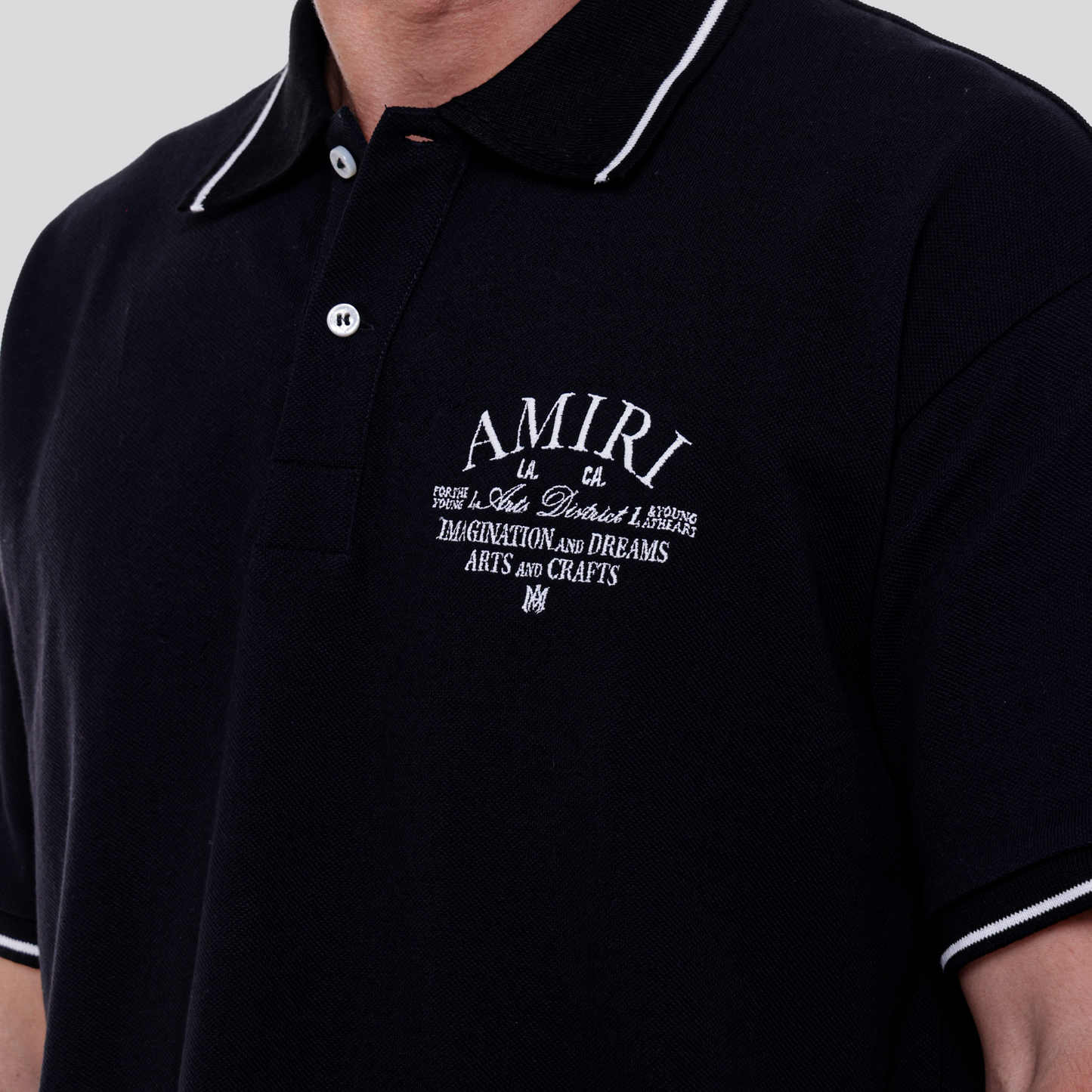 Camiseta Tipo Polo Negra AMIRI LA Logo