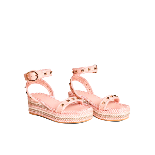 Sandalias Plataforma Rosada Valentino Rockstud