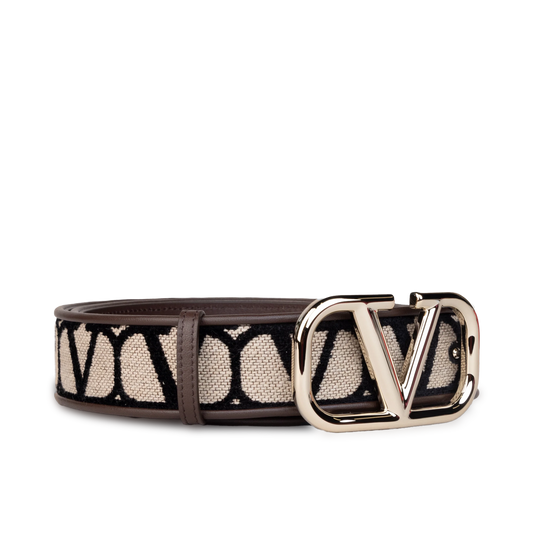 Cinturón Beige-Café Valentino Vlogo Iconographe 40 mm