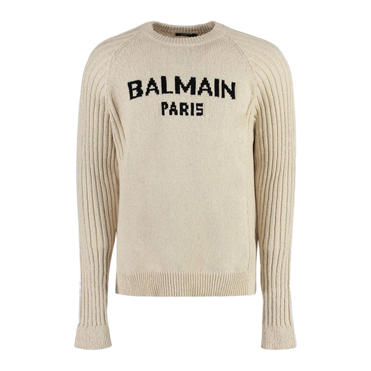 Suéter Crema Balmain Paris Logo