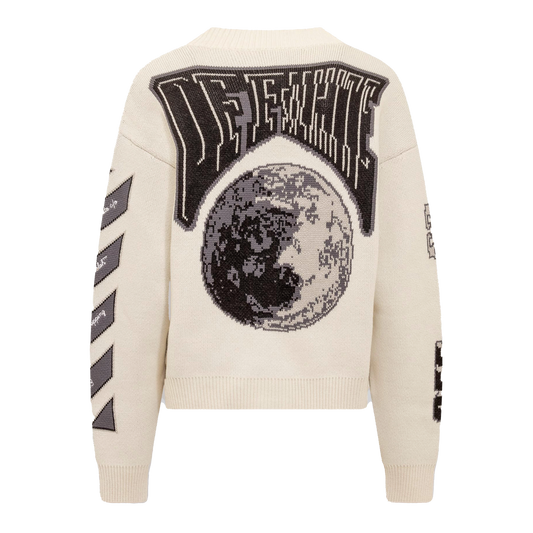 Suéter Beige Off-White Cardigan Negro Moon Vars
