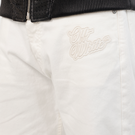 Jeans Blanco Off-White 90S Logo Zip Skate