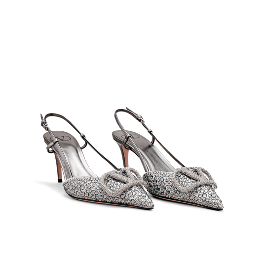 Sandalias de Tacón Negro Valentino Crystals 80Mm