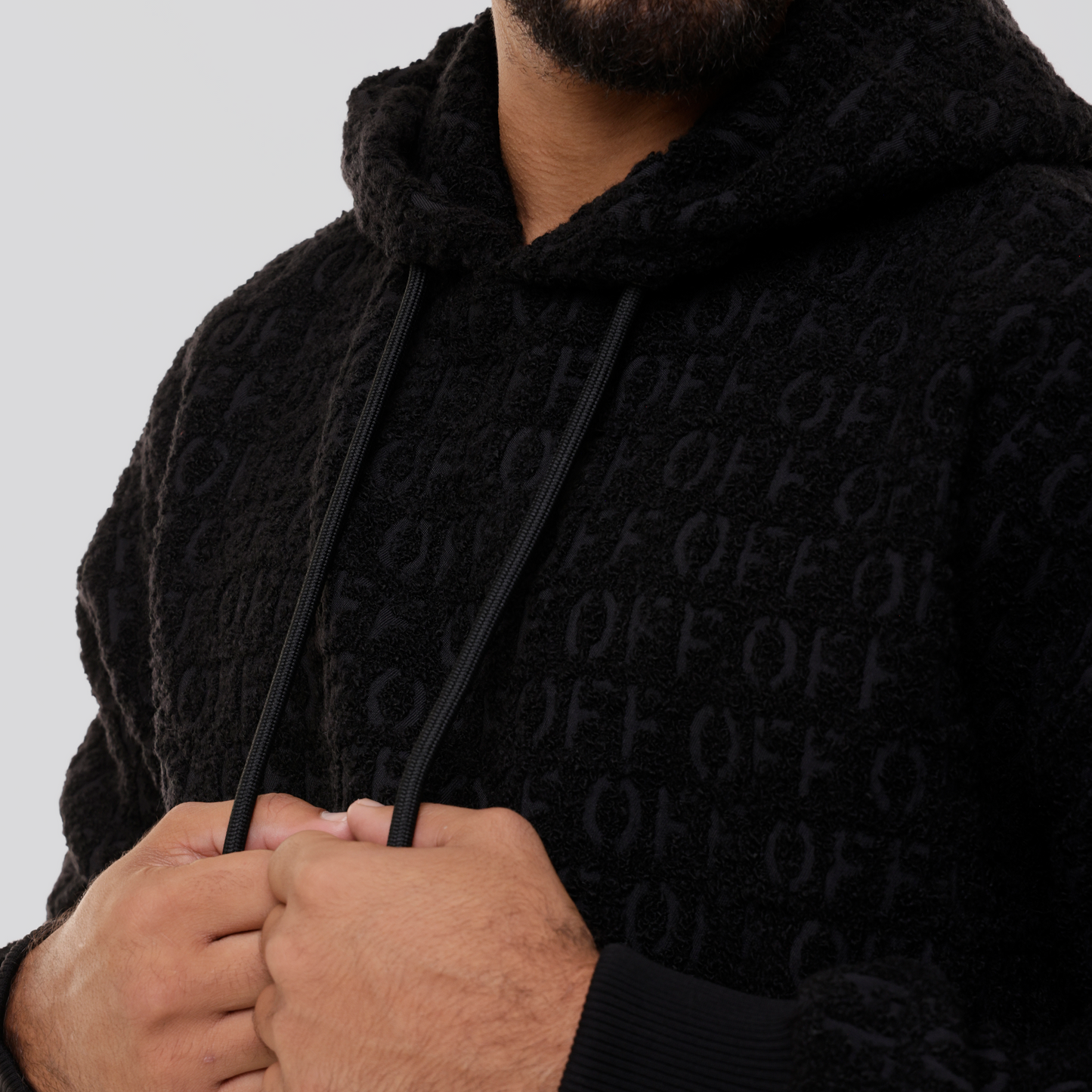 Buzo Tipo Hoodie Negro Off-White Boucle