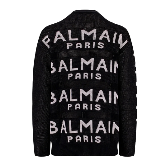 Suéter Negro Balmain Paris Multilogo