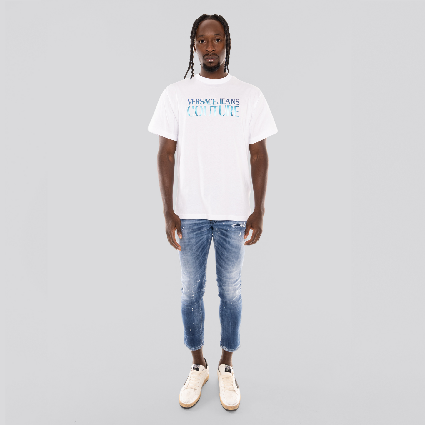 Camiseta Blanca Versace Jeans Couture Logo Multicolor