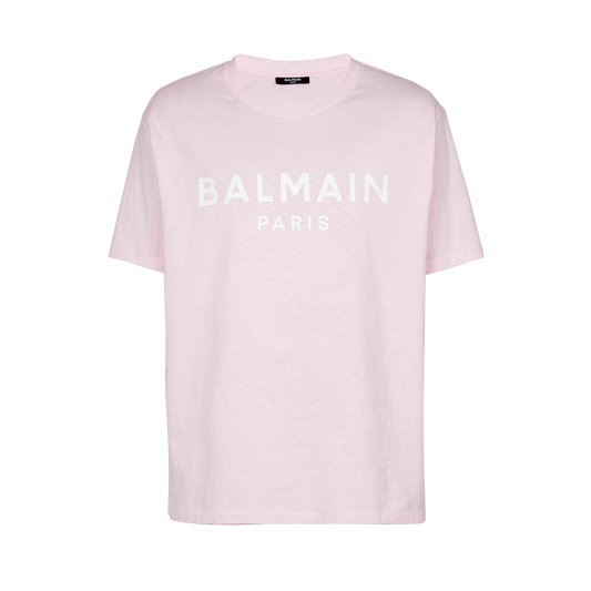 Camiseta Rosada Balmain Paris Logo