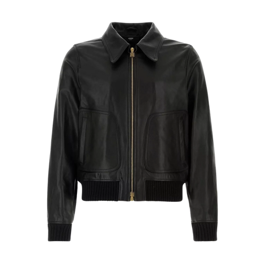 Chaqueta Negra AMIRI Leather Varsity
