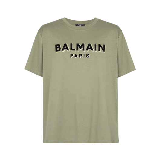 Camiseta Verde Balmain Flock & Foil