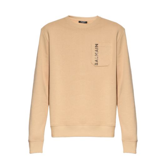 Buzo Beige Balmain Pocket Logo