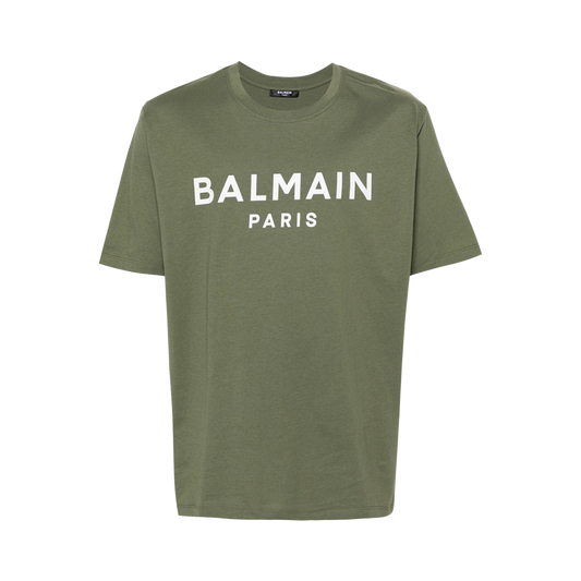 Camiseta Verde Balmain Paris Logo
