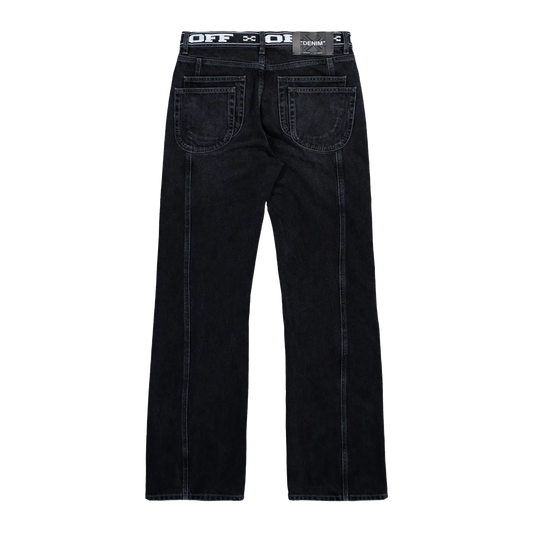 Jeans Negro Off-White Logo Band