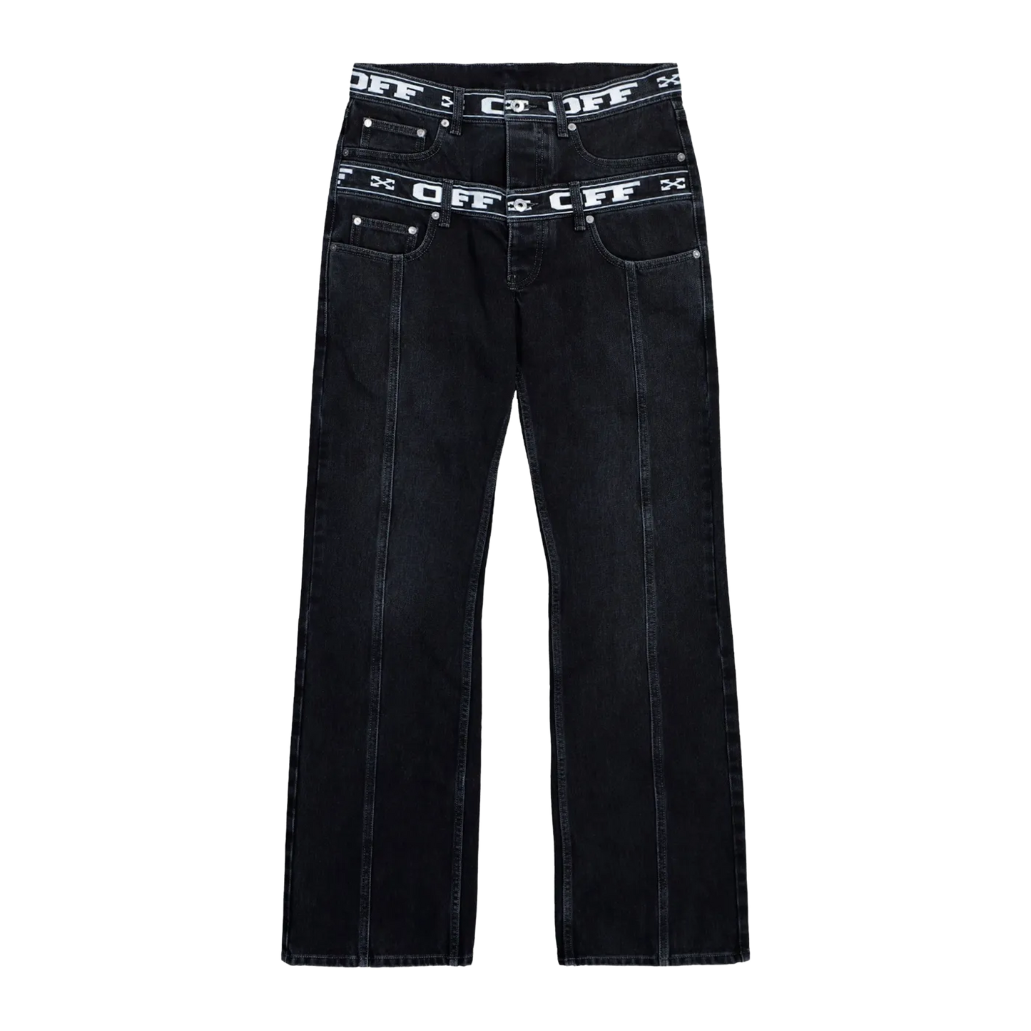 Jeans Negro Off-White Logo Band