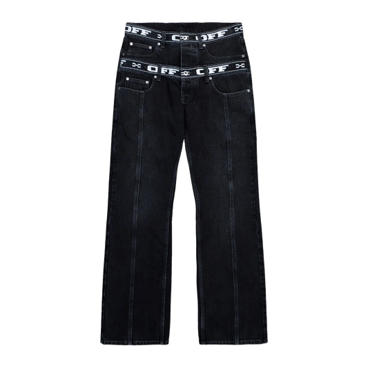 Jeans Negro Off-White Logo Band
