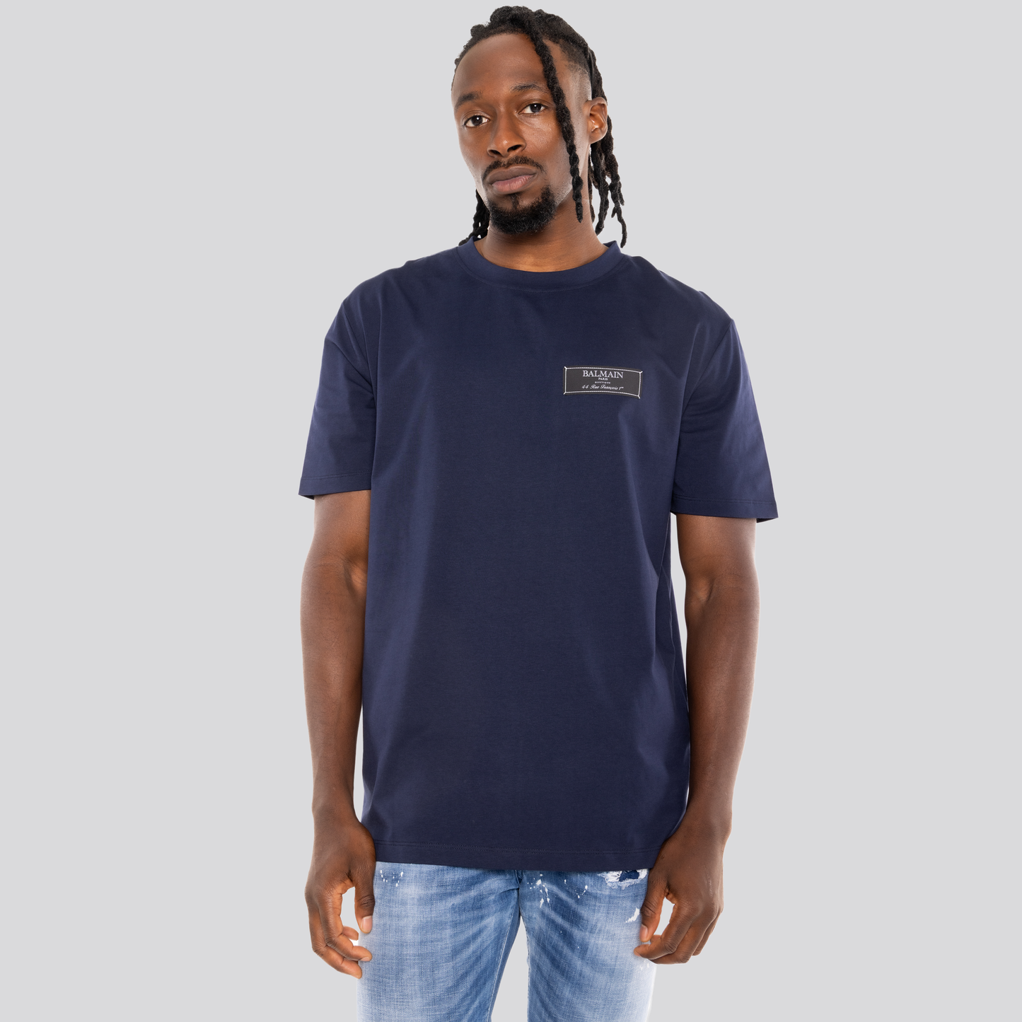 Camiseta Azul Balmain Label