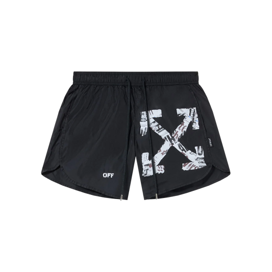 Pantaloneta Negra Off-White Newspaper