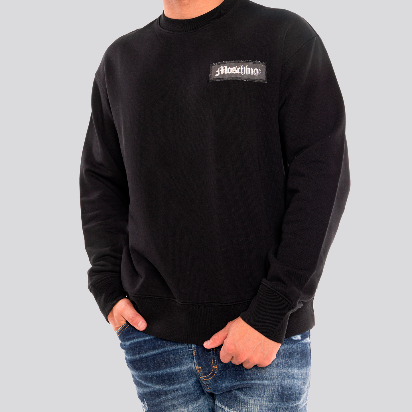 Buzo Negro Moschino Chest Logo