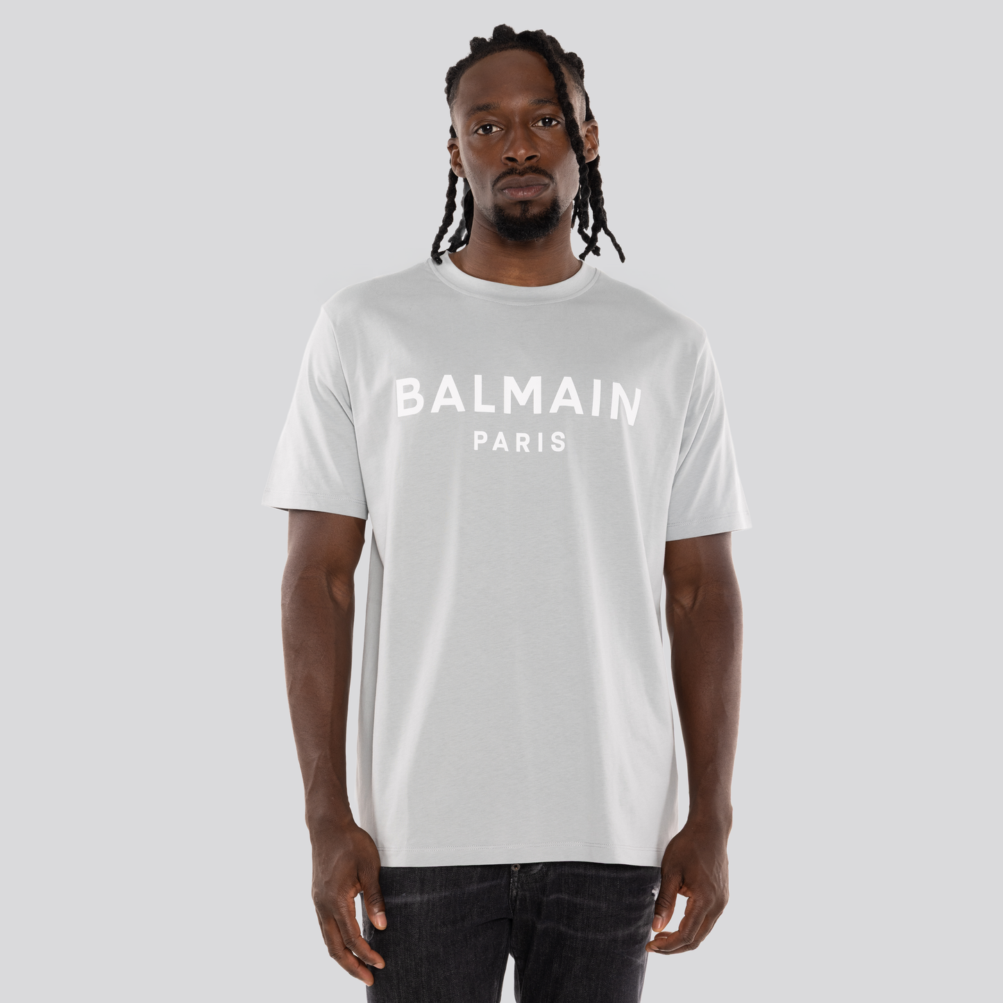 Camiseta Grey Balmain Paris Logo