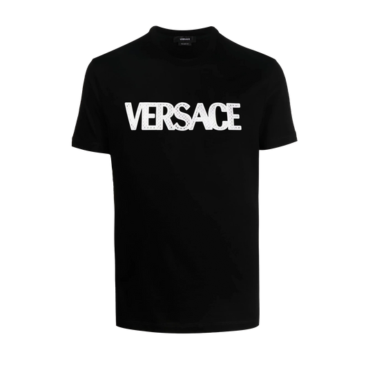 Camiseta Negra Versace Holes Logo