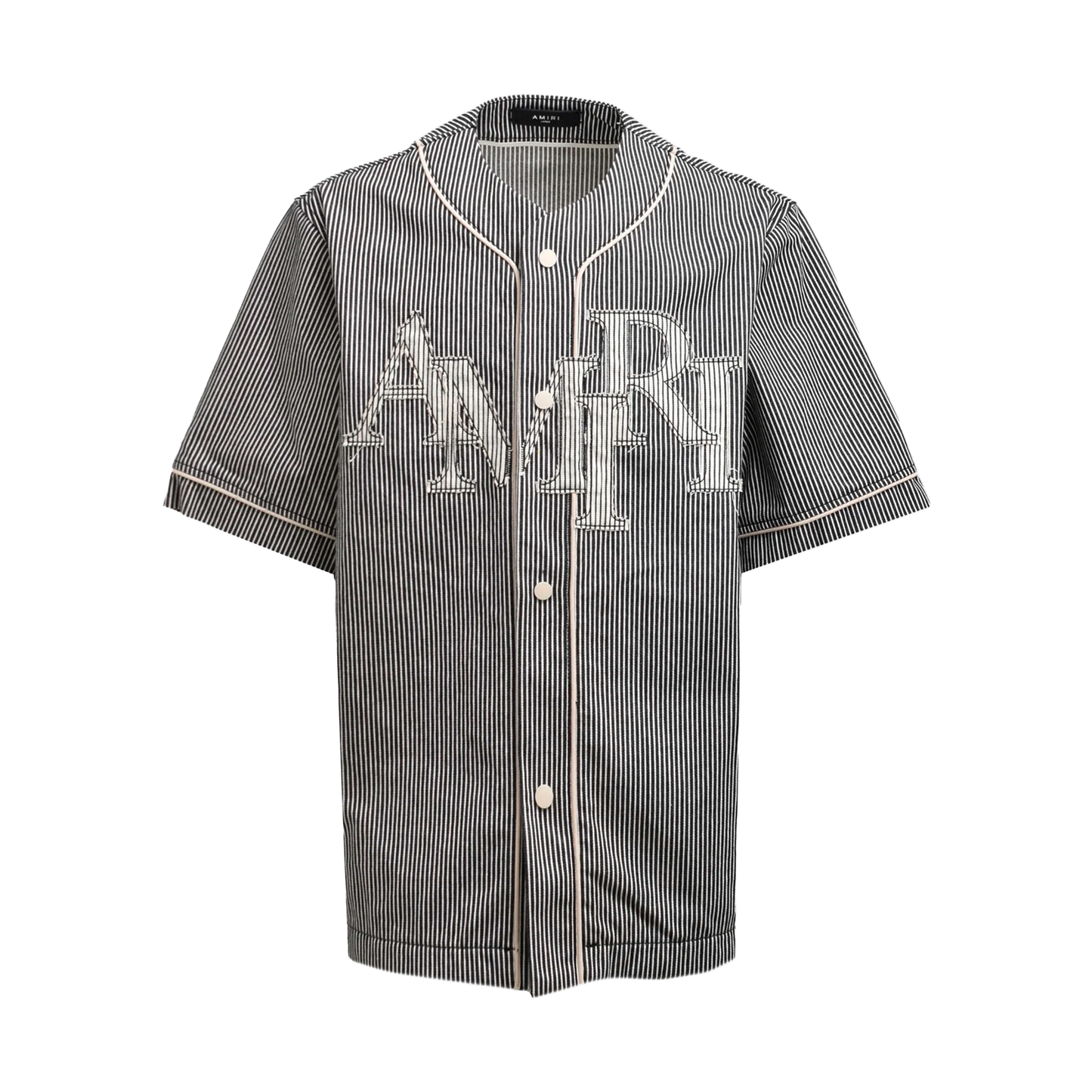 Camisa Negra AMIRI Striped Denim Logo Applique