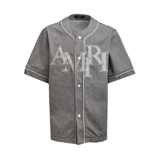 Camisa Negra AMIRI Striped Denim Logo Applique