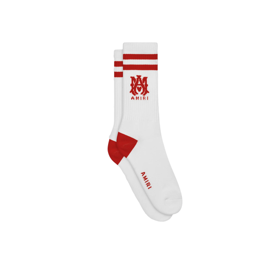 Medias Blancas Rojo Ladrillo AMIRI MA Stripe
