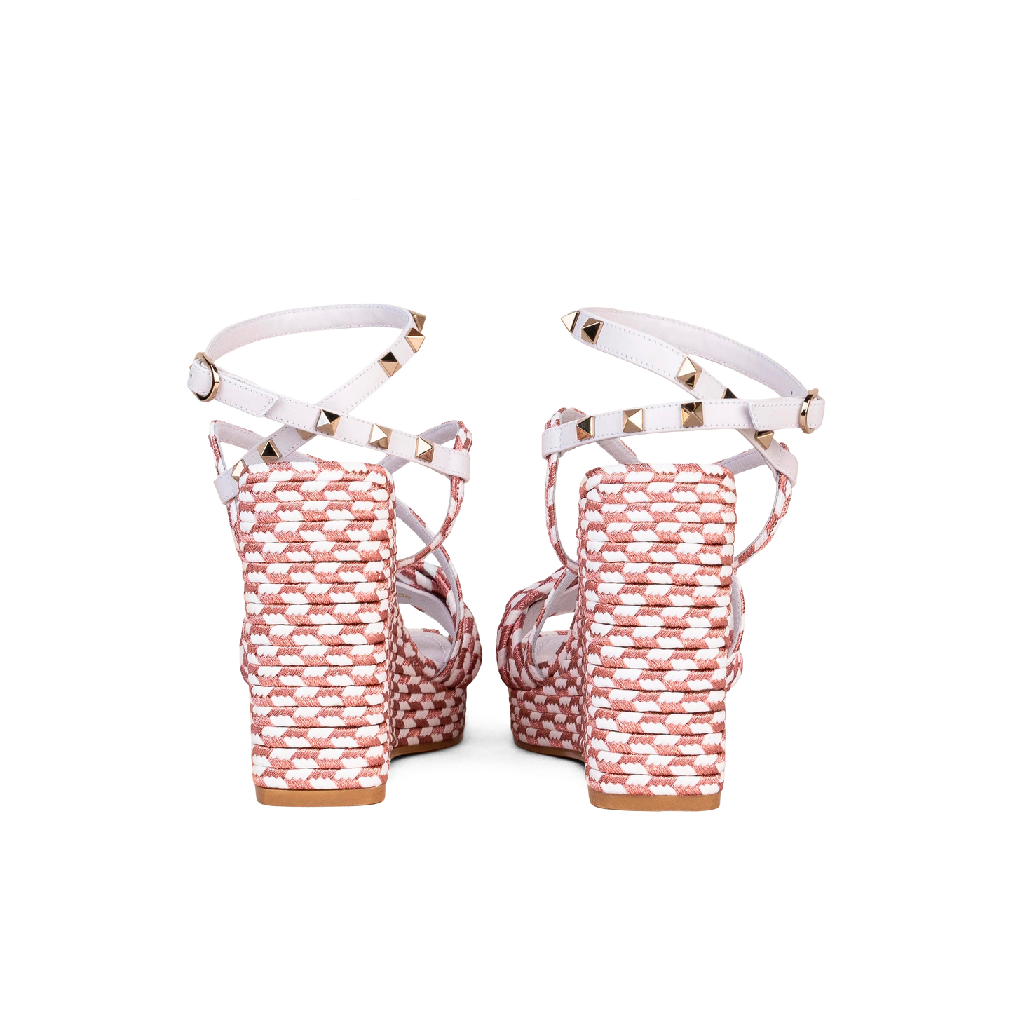 Sandalias de Plataforma Blancas Rosa Valentino Rockstud Torchon 115 mm