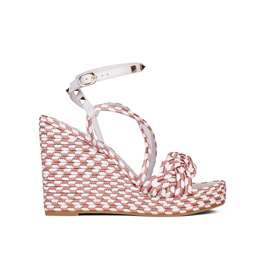 Sandalias de Plataforma Blancas Rosa Valentino Rockstud Torchon 115 mm