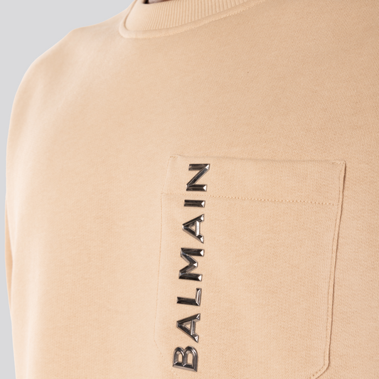 Buzo Beige Balmain Pocket Logo