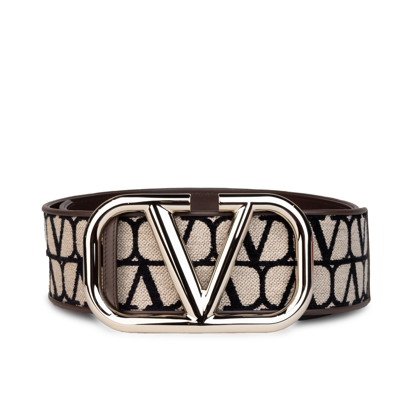Cinturón Beige-Café Valentino Vlogo Iconographe 70 mm