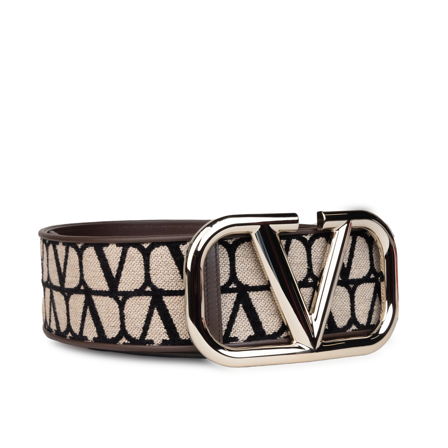 Cinturón Beige-Café Valentino Vlogo Iconographe 70 mm