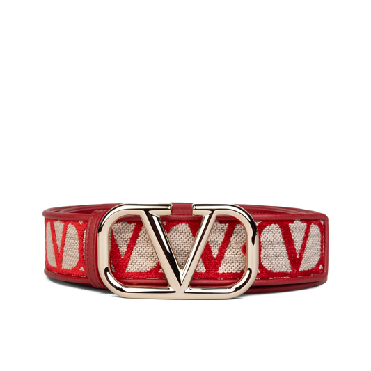 Cinturón Beige-Rojo Valentino Vlogo Iconographe 40 mm