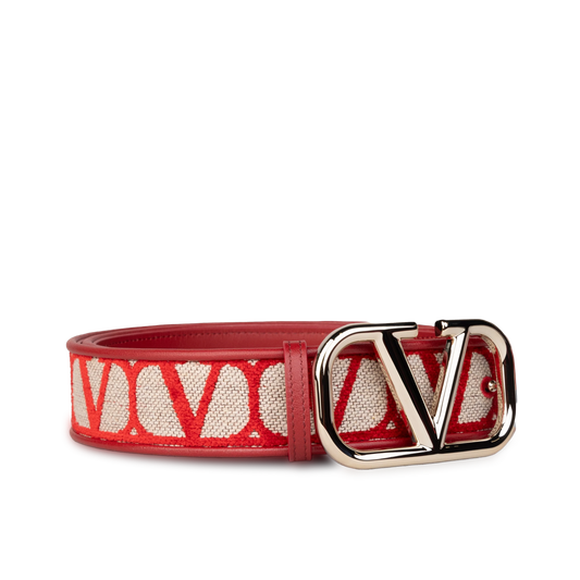 Cinturón Beige-Rojo Valentino Vlogo Iconographe 40 mm