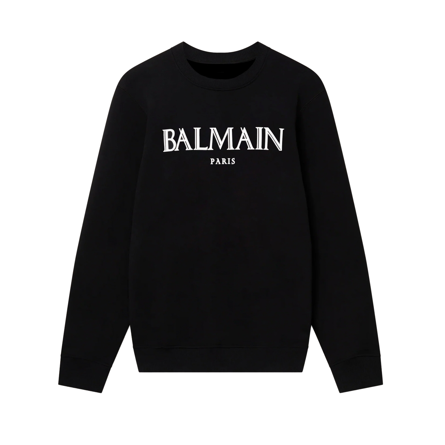 Buzo Negro Balmain Paris Tipografía Romana