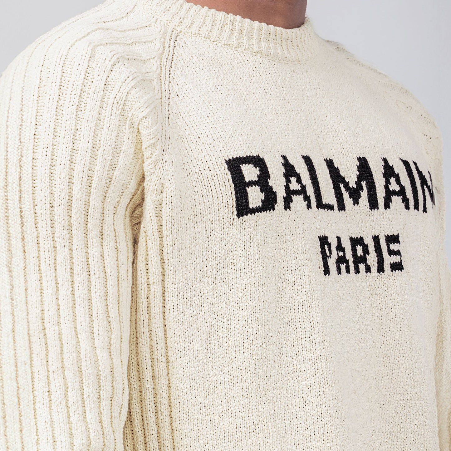 Suéter Crema Balmain Paris Logo