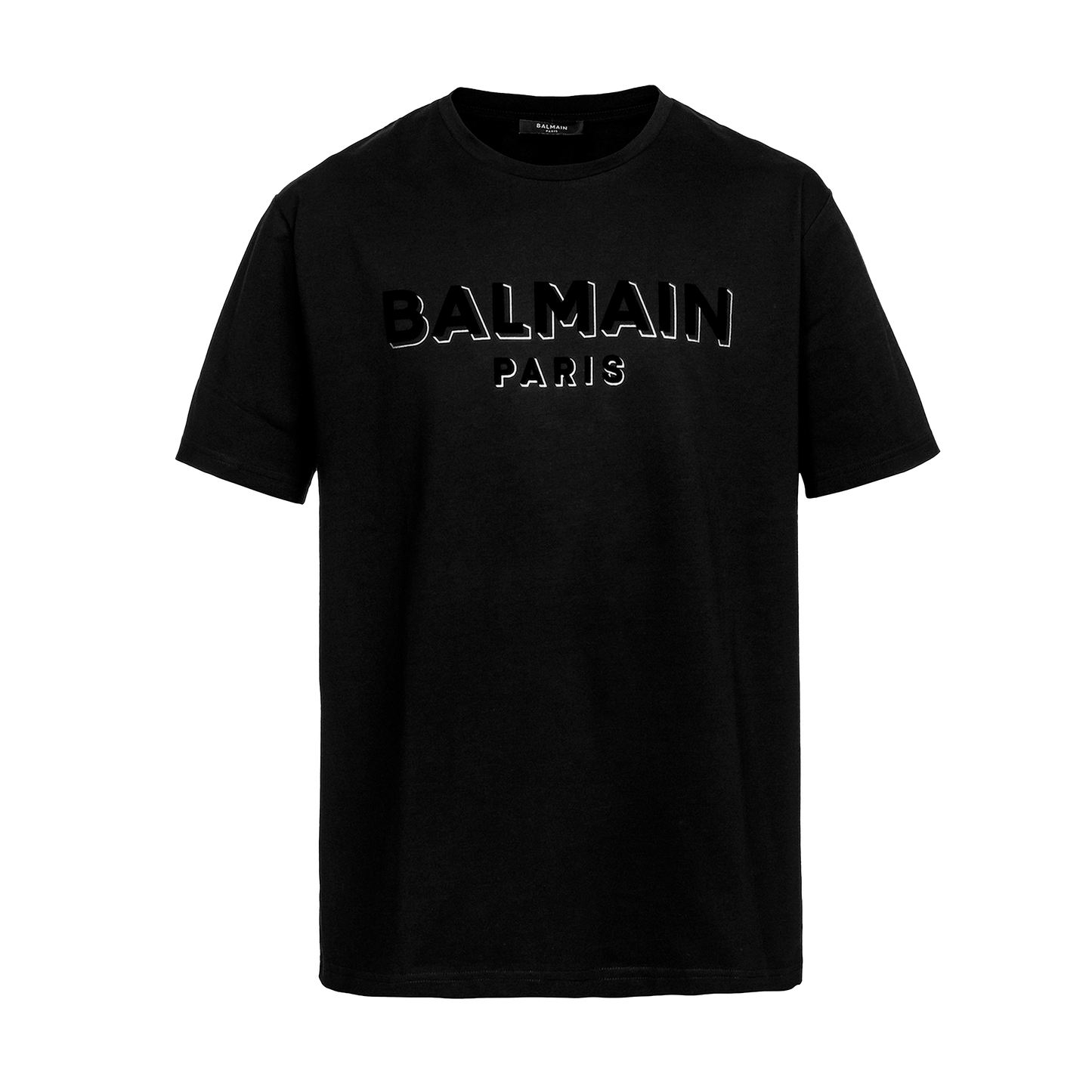 Camiseta Negra Balmain Flock & Foil