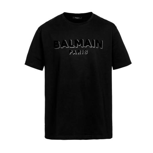 Camiseta Negra Balmain Flock & Foil