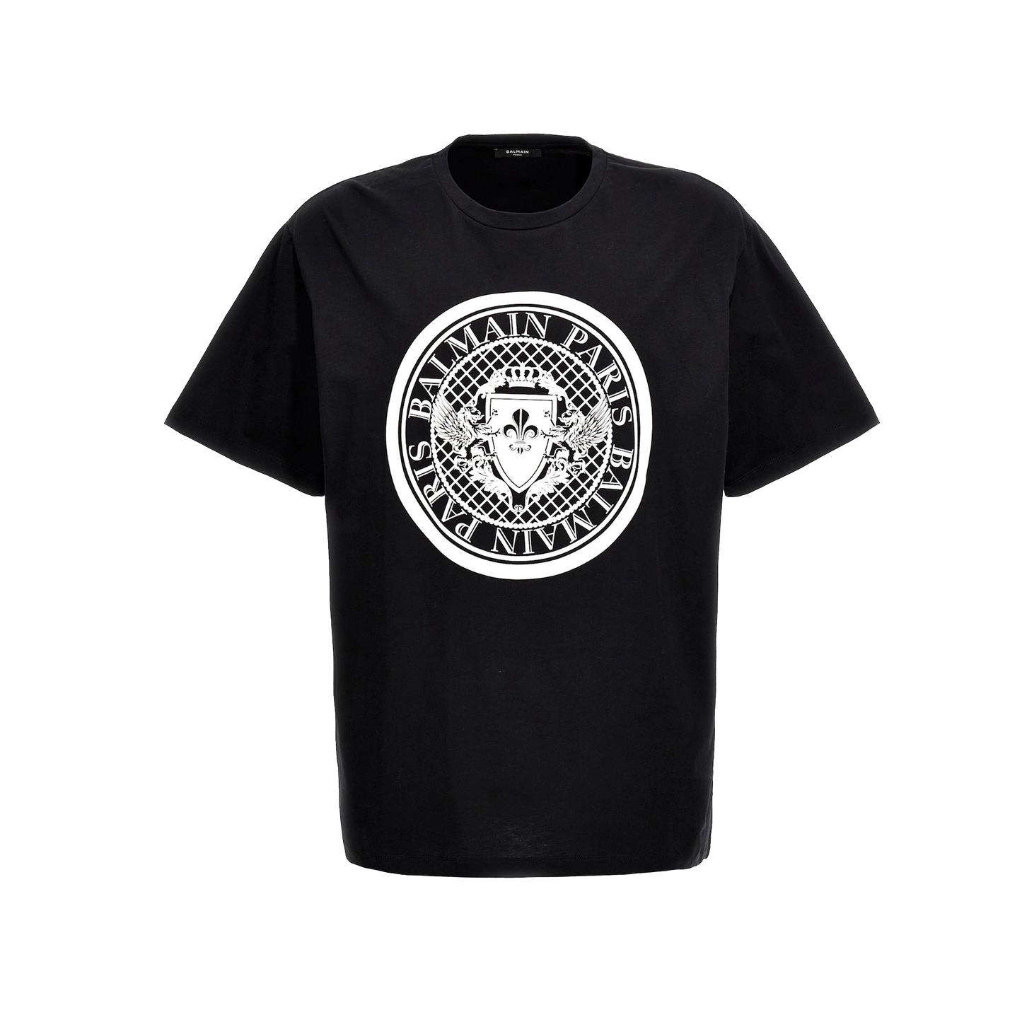 Camiseta Negra Balmain Coin Flock