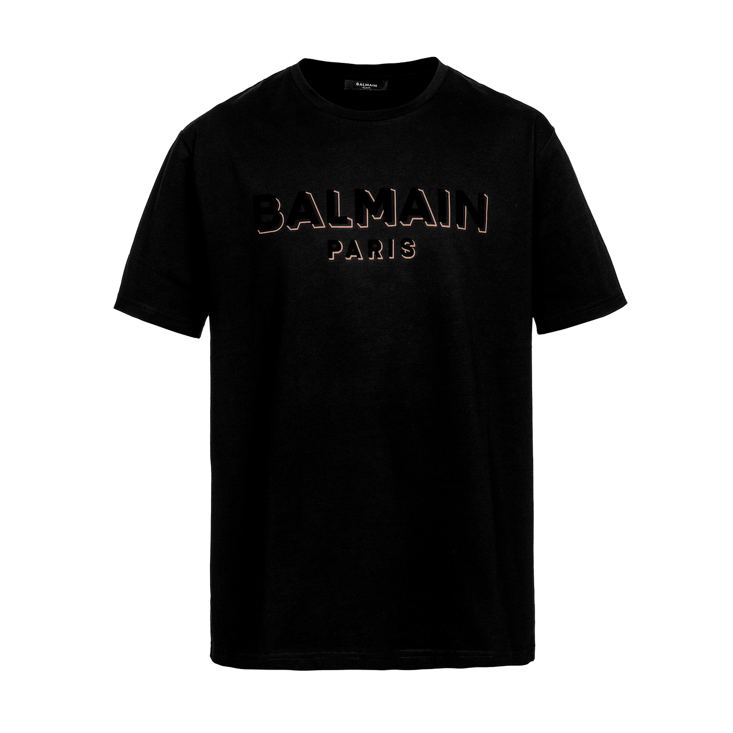 Camiseta Negra con Dorado Balmain Flock & Foil