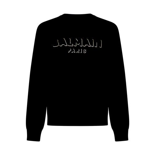 Buzo Negro con Dorado Balmain Flock & Foil
