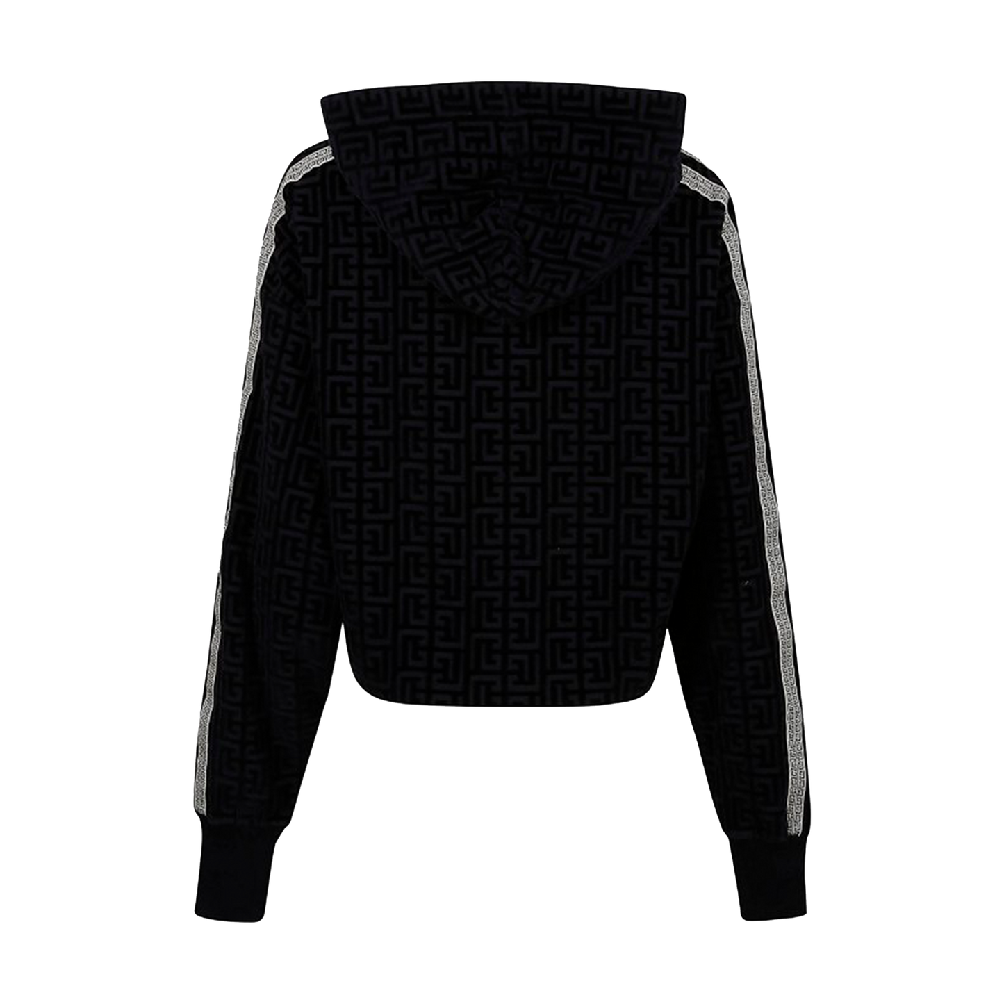 Buzo Tipo Hoodie Negro Balmain Velvet Monogram
