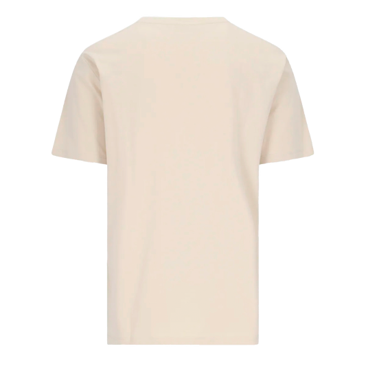 Camiseta Beige Balmain Paris Logo Gold