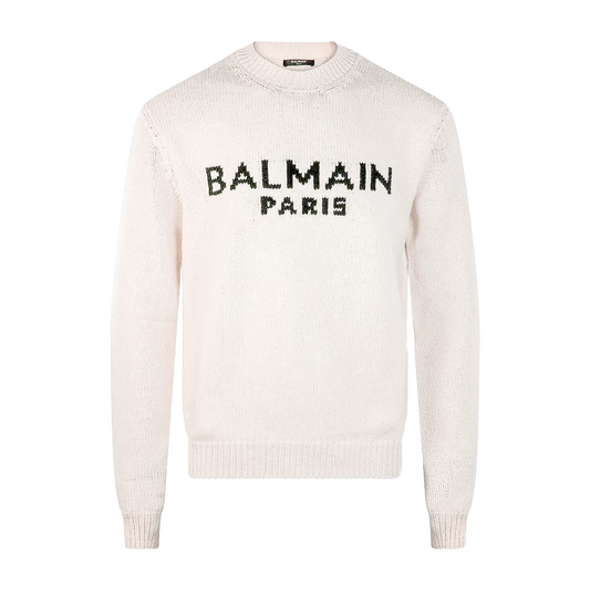 Suéter Blanco Balmain Paris Logo
