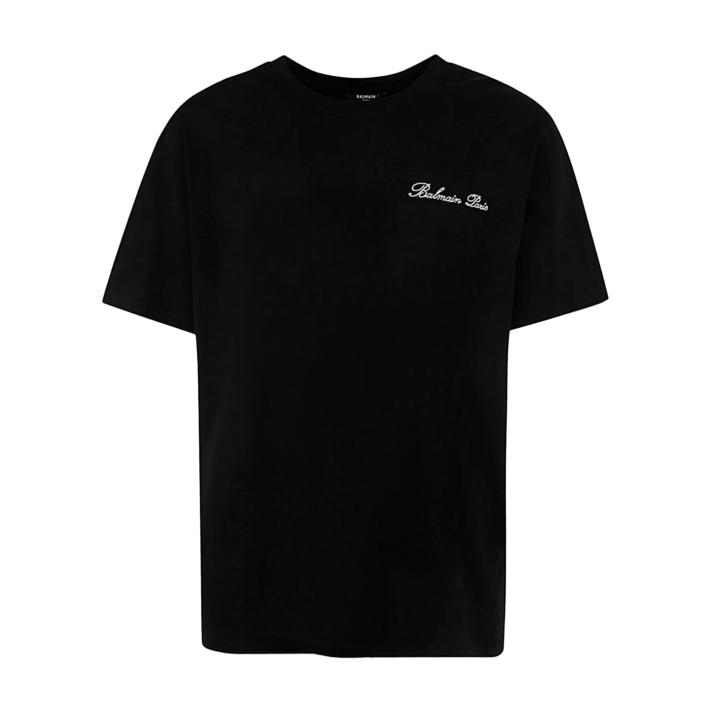 Camiseta Negra Balmain Signature Embroidered