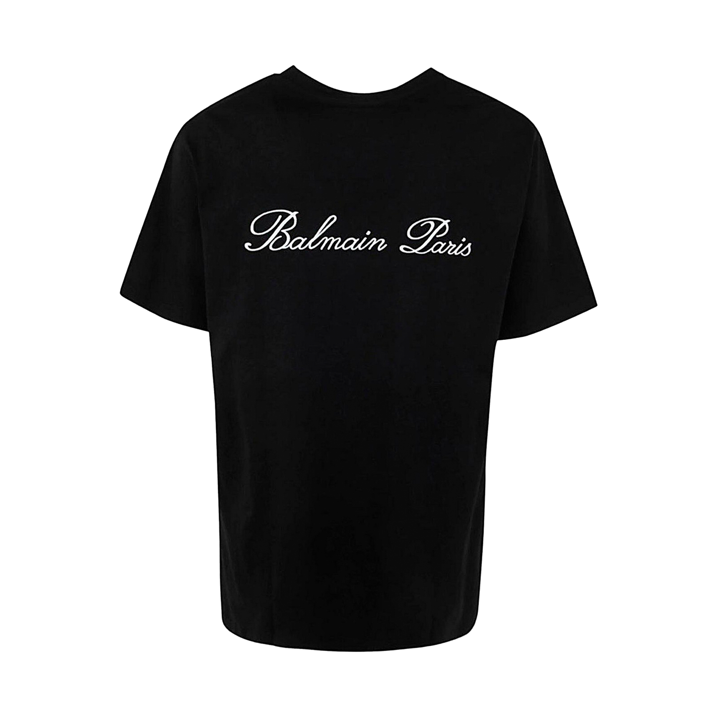 Camiseta Negra Balmain Signature Embroidered