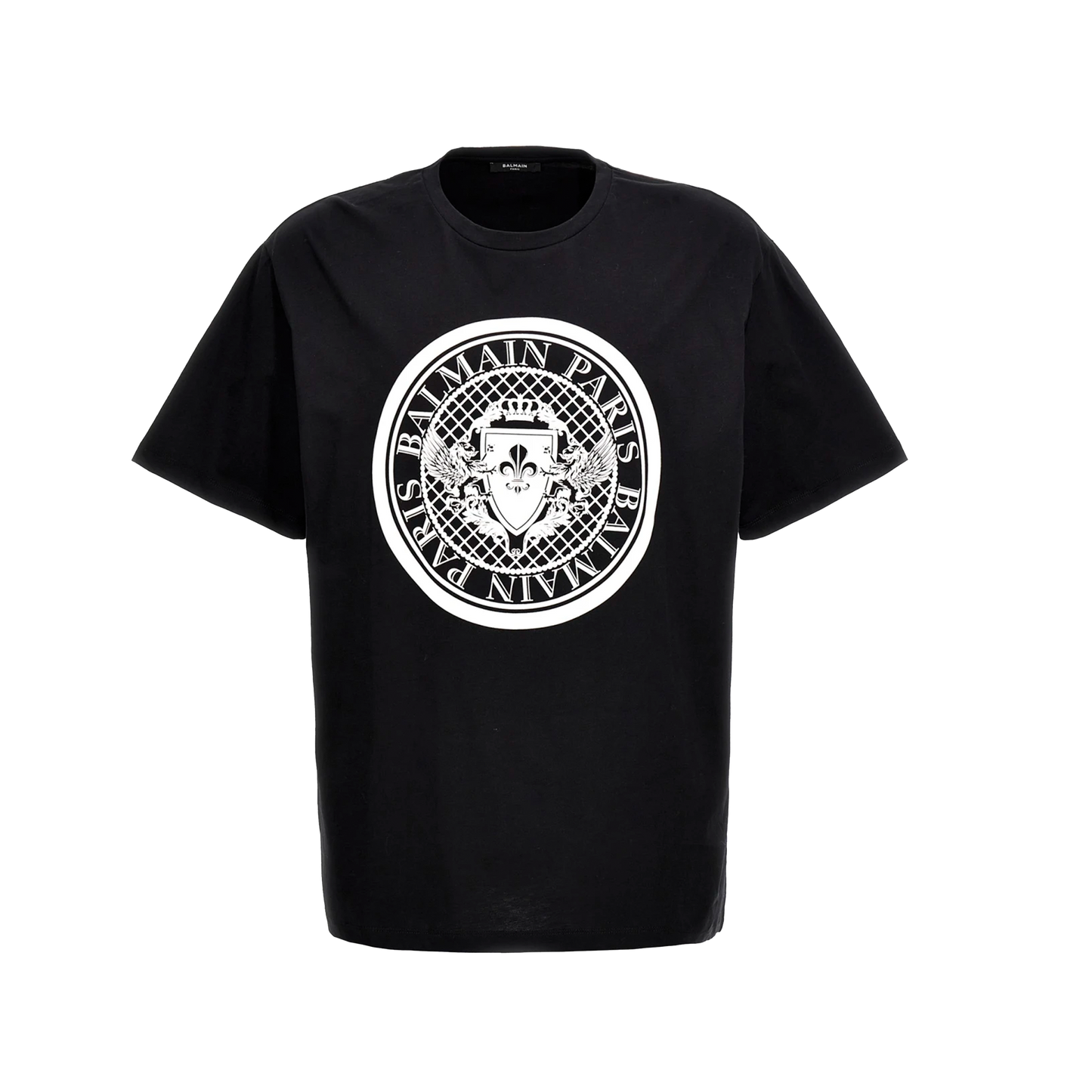Camiseta Negra Balmain Coin Flock