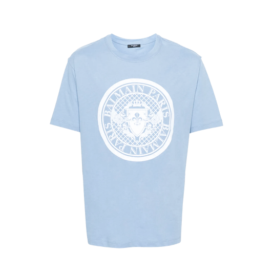 Camiseta Celeste Balmain Coin Flock
