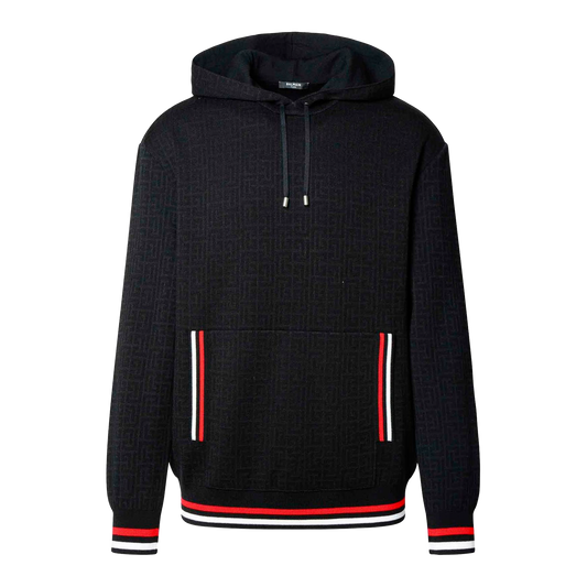 Buzo Negro Balmain Monogram Wool Linen