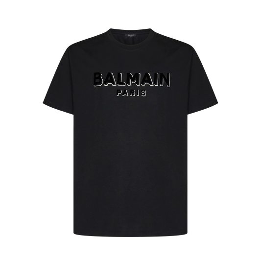Camiseta Negra Balmain Flock & Foil