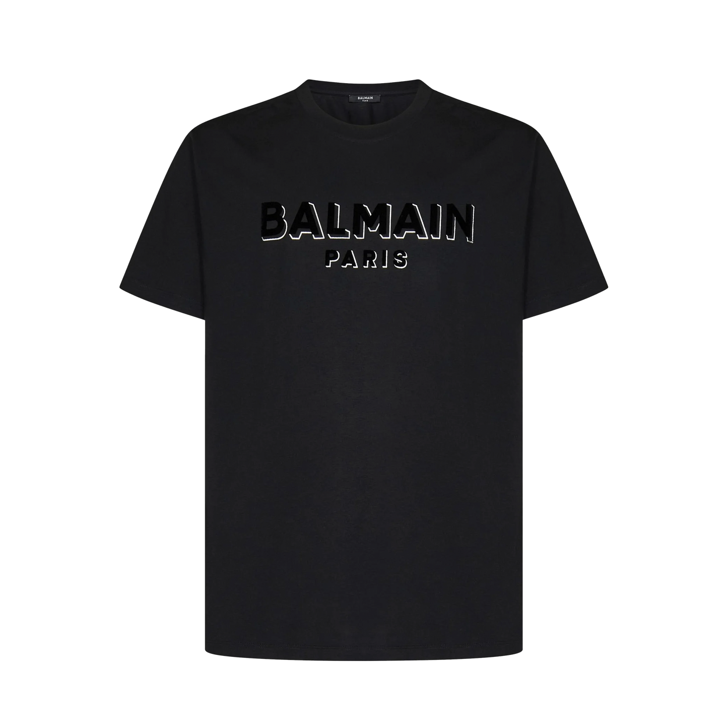 Camiseta Negra Balmain Flock & Foil